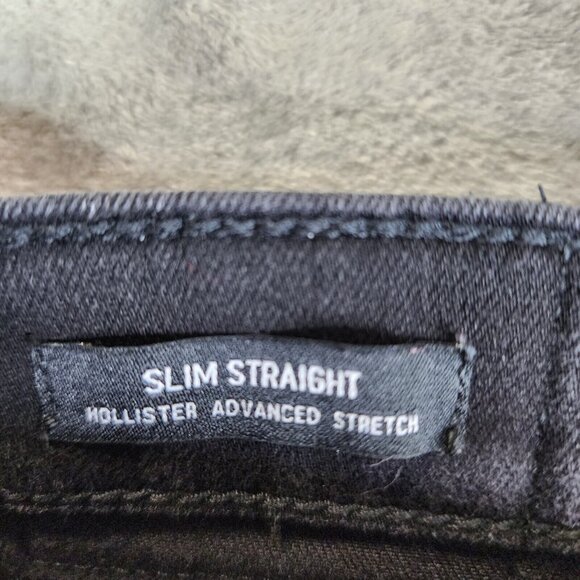 Mens Hollister Black Denim Jeans Slim Straight Advanced Stretch Size 30 X 32 - Picture 7 of 16